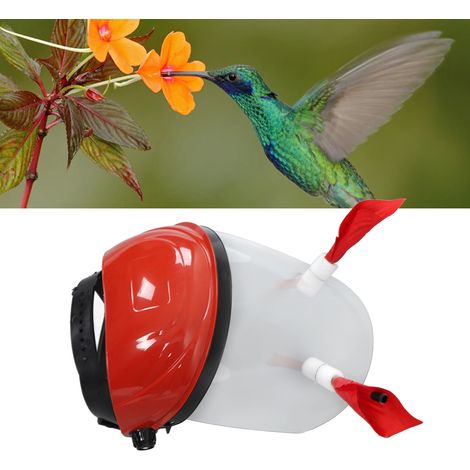 Tragbarer und verstellbarer Kolibri-Futterspender für den Außenbereich für ausgewachsene Vögel, mit abnehmbarer Haube und 2 Blüten (1/5)