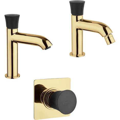 Set miscelatori oro spazzolato e nero lavabo bidet e incasso doccia Jacuzzi Illumina (1/5)