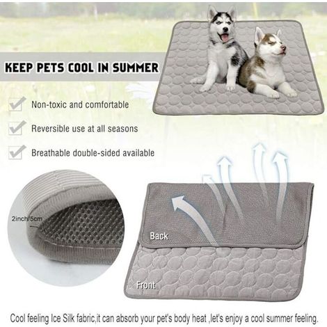 Tapis rafraîchissant d'été pour chiens et chats, en soie glacée, tapis rafraîchissant pour chien, respirant, portable et lavable, couverture rafraîchissante pour animaux de compagnie (28 x 22 pouces, (1/5)