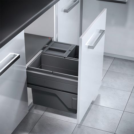 Poubelle de cuisine tri sélectif 3 bacs encastrable 54L (28+13+13) Hailo AS Cargo (1/5)