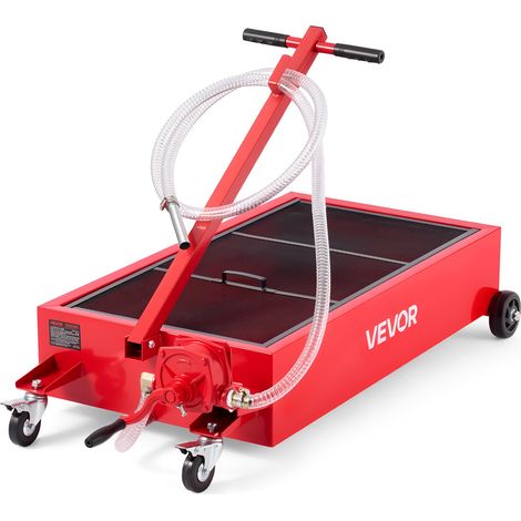 Bac à Vidange Huile Roulant, 75,7 L, Bac Récupérateur d'Huile sur Roues avec Pompe Manuelle, Tuyau 2,2 m, Poignée Pliable, Récipient Récupération Huile pour Voitures, Motos, Camions, VTT, Rouge (1/5)