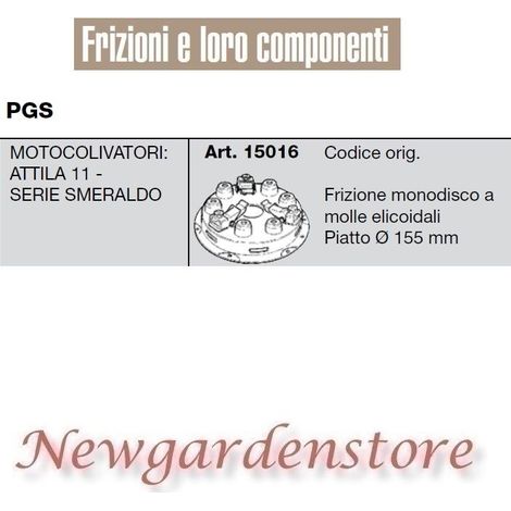 Frizione monodisco 15016 PGS motocoltivatore ATTILA 11 serie smeraldo 155mm