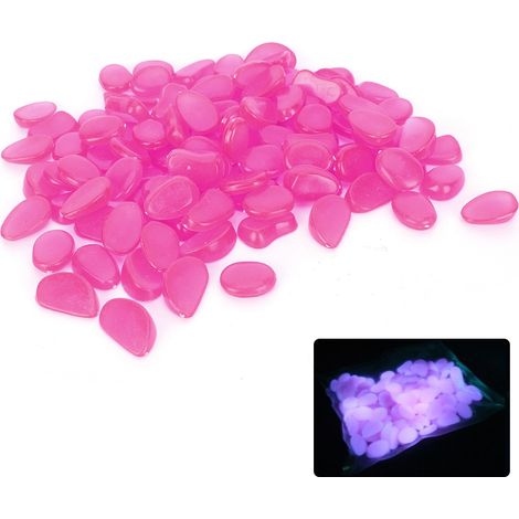 Dekorative, fluoreszierende, leuchtende Polystyrolsteine – 100 Stück in Blau, Lila, Rosa, Grün und Transparent für Aquarien und Gärten (1/5)