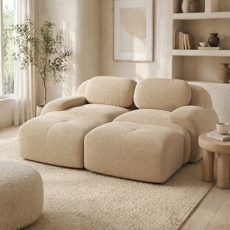 divano seduta modulare beige in corda senza telaio HAVRYA (1/5)