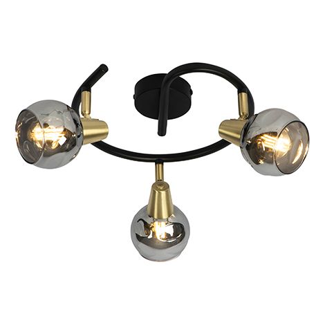 Black Ceiling Light 44.5 cm with Smoke Glass 3-Light - Vidro (1/5)