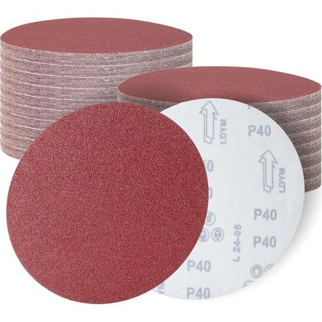 Disques de Ponçage 180mm, 30 Pièces, Disques Abrasifs Grain 40 pour Ponceuse Orbitale Aléatoire, Idéal pour Poncer/Polir/Dérouiller (1/5)