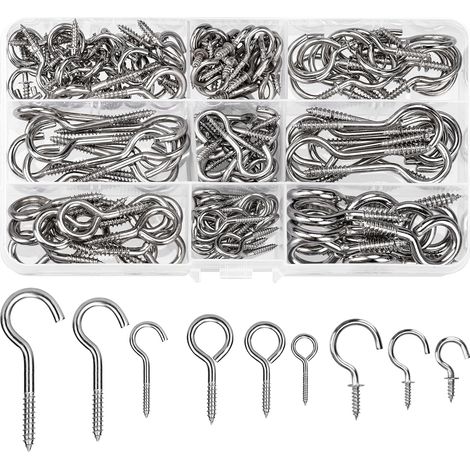 Lot de 150 crochets à Visser inox, 9 tailles, crochet Lustre plafond (1/5)