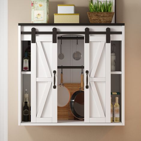 Küchen-Hängeschrank 80x31x76 cm aus weißem MDF mit Schiebetüren – MEUBLIV (1/5)