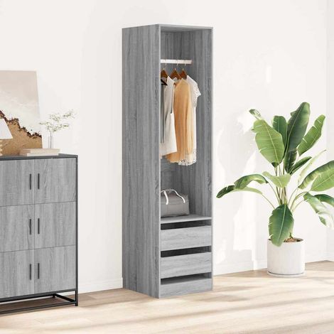 815349 vidaXL Wardrobe with Drawers Grey Sonoma 50x50x200 cm Engineered Wood (1/5)