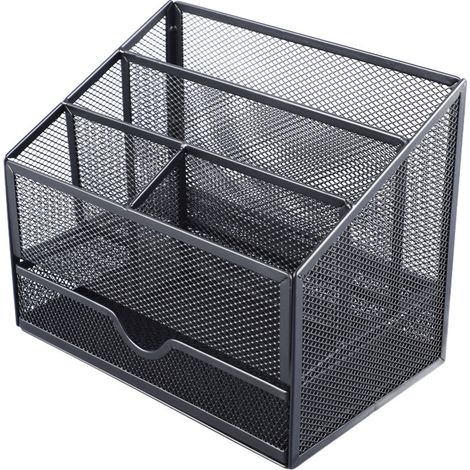 Irovami Organiseur de bureau en métal avec tiroir pour livres, stylos, agrafeuse, dossiers, trombones et notes. (1/5)