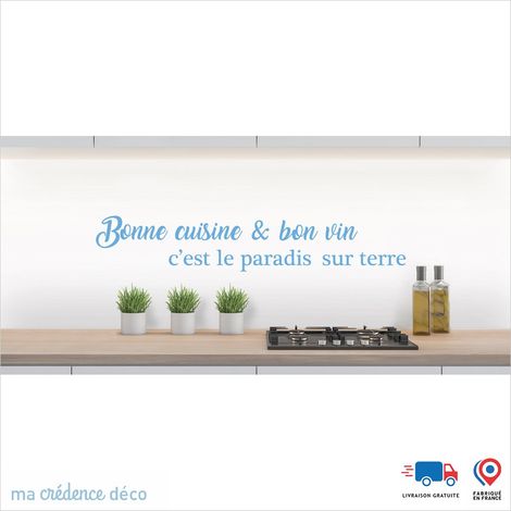 Crédence : Bonne cuisine et bon vin 1 - Couleur Bleu mer - Alu composite - 120 - 60 (1/3)