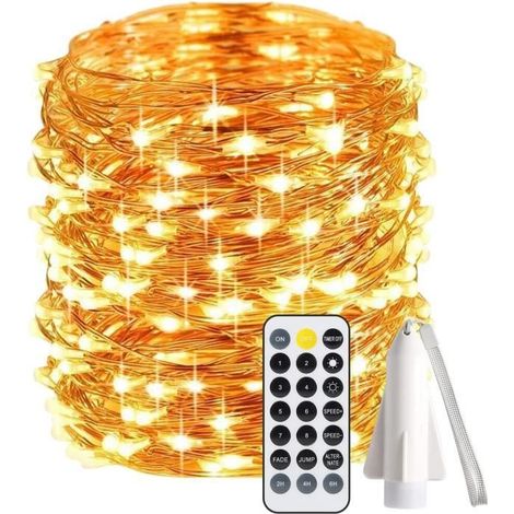 Guirlande lumineuse 20 m, 200 LED rechargeable, étanche IP68 pour extérieur et intérieur