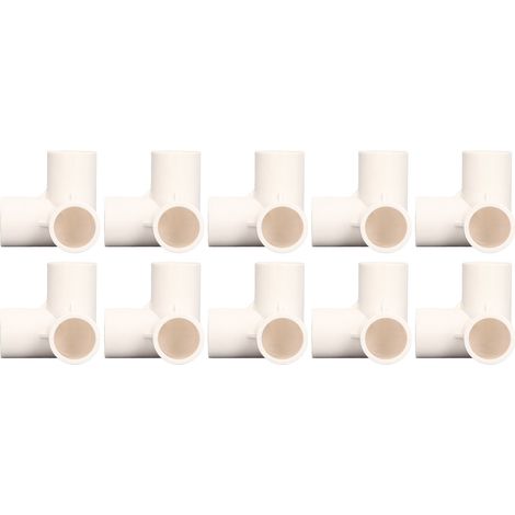Raccord PVC 3 Voies 10 Pièces, Raccords en T et Coude 25mm Diamètre Intérieur, Connecteur Blanc pour Tuyauterie (1/5)