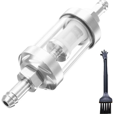 Filtre à essence en ligne de moto,Remplacement de fil de filtre à essence 8mm en verre de gaz en métal pour la moto,Filtre à essence en aluminium Remplacement pour mini vélo de vélo de moto ATV (1/5)
