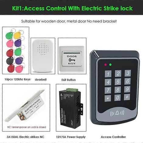 Kit de système de contrôle d'accès RFID, comprenant clé, clavier, alimentation, serrure de porte, type électronique, kit de système de contrôle d'accès intelligent 180 kg 1 (1/5)