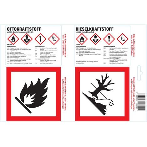 HÜNERSDORFF Haftetiketten A4-Bogen Otto-/Dieselkraftstoff (1/2)