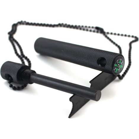 BRAVIX Acier à Silex dans Un boîtier en Aluminium Robuste Noir Allume-feu Survie Camping Chasse 6 cm 9 000 allumages décapsuleur Briquet extérieur (1/5)