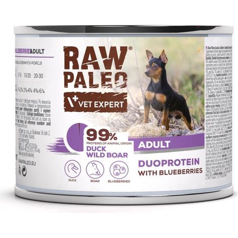 Alimento crudo paleo Adult Duoprotein per cani adulti, 200 g