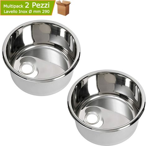 Lavelli acciaio inox tondi diametro mm 260x290x180 h multipack pezzi 2 barca cucina bagno camper