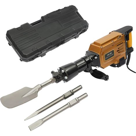 220V 1700W Electric Demolition Jack Hammer, Concrete Breaker Pneumatic Drill, Electric Heavy Duty Jack Hammer Concrete Breaker with Scraping Chisel Flat Chisel Bull Point Chiseln and Carrying Case (1/5)