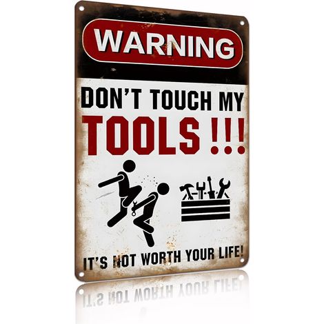 Panneau d'avertissement « Not Touch My Tools » - Style vintage - 20,3 x 30,5 cm (1/5)
