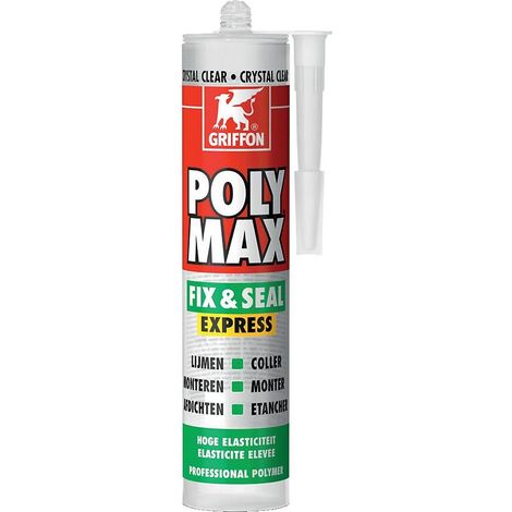 Griffon – Mastic de fixation polymère 300g – Colle transparente pour bois, béton, métal – Prise rapide, élasticité élevée – Pour joints et étanchéité