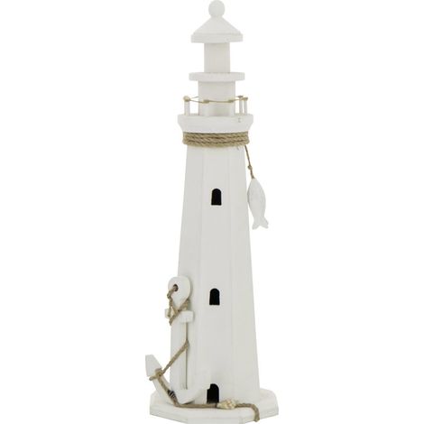 Phare Déco en Bois "Bréhat" 53cm Blanc (1/4)