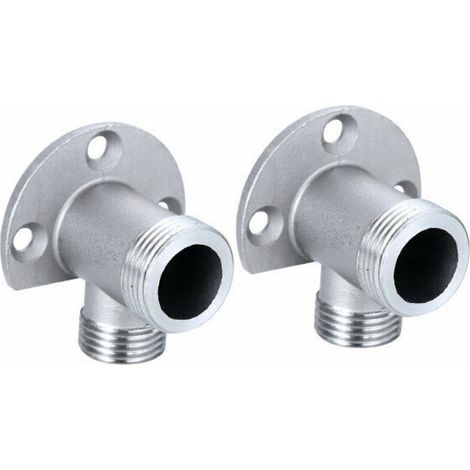 Kit d'installation 2pcs pour robinet apparent – Cuivre chromé – Filetage 1/2 NPT x G 3/4 – Adaptateurs inclus pour montage mural (1/5)