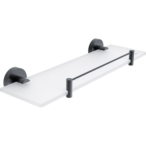 Nimco Tablette en verre avec barrière L. 40 Cm Verre Satiné, noir mat, Unix noir mat UNC 13091BX-40-90 (1/3)