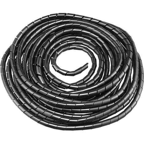 1 Gaine Spirale Flexible, Tube Protection Câble 10mm, Organisateur Fil PE Noir 9m, Maison Bureau