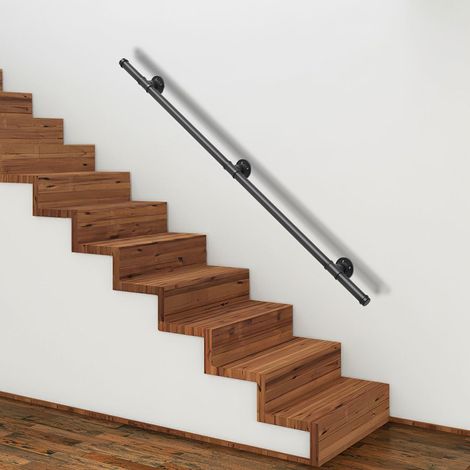 Wolketon Barandilla de escalera Barandilla de escalera de hierro fundido de acero galvanizado antideslizante para uso interior exterior 150cm