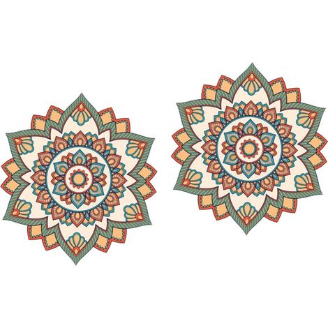 2 Pièces stickers muraux automne crochets double bande cintres amovible salle etiquette autocollante autocollant maison décoration murale mandalas autocollant art mural mandala PVC (1/5)
