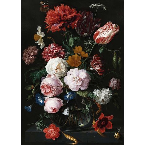 Tableau anglais noir & rose pour salon | Tableau à fleurs en bouquet idéal pour couloir | Tableau sur toile fleuri connu pour chambre 0,5 x 0,7 m (1/2)