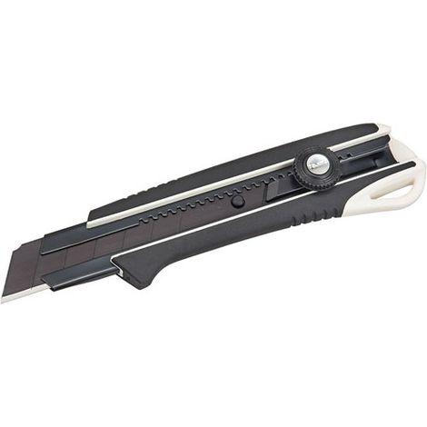 Tajima – Couteau cutter avec lame RAZAR BLACK 25 mm – Poignée élastomère pour prise confortable – Guide de lame et vis de blocage - DC661W (1/4)