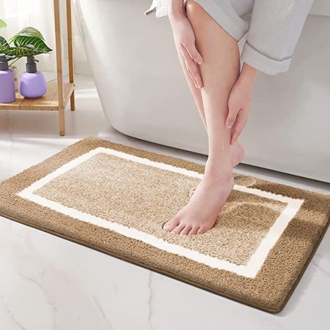 Tapis de Bain Antiderapant,Tapis Salle de Bain en Microfibre Douce, Absorbant à Poils Longs, Lavable en Machine - 40 x 60 cm (1/5)
