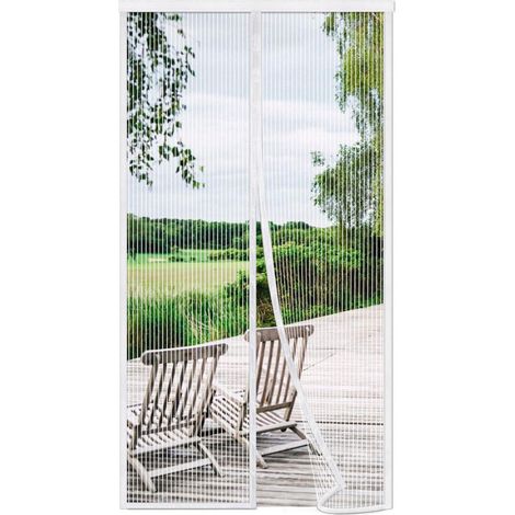 Moustiquaire magnétique pour porte 60x250cm blanc, fermeture automatique, sans perçage (1/5)