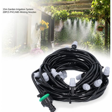 Toivize-Système d'irrigation - 15m 4/7 - 20 Buses brumisateurs PVC ABS pour Jardin Terrasse Serre Arrosage automatique et Rafraîchissement (1/4)