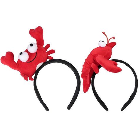 Lot de 2 serre-têtes en tissu motif écrevisses, adorables accessoires pour cheveux pour enfants (homard + crabe, rouge)-23.00X15.00X5.00CM-Red (1/4)