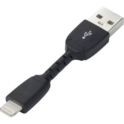 Renkforce Câble USB USB 2.0 USB-A mâle, Connecteur Lightning 0.05 m noir RF4260168 (1/4)