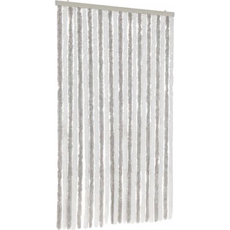 Fly Curtain Light Grey and White 100x200 cm Chenille vidaXL