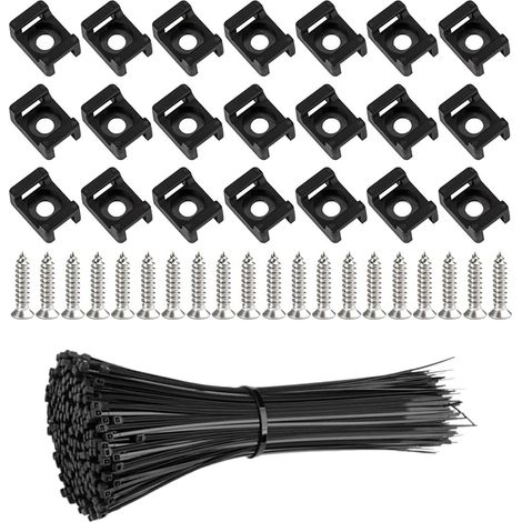 Lot de 300 supports de câbles à visser, serre-câbles, colliers de serrage à vis, pour serre-câbles en nylon, support de selle avec vis pour fixation de câble (1/5)