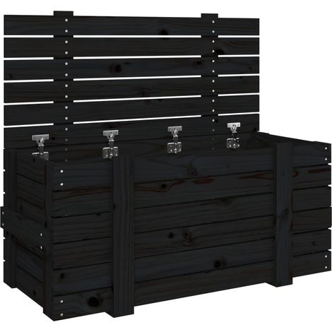 Storage Box Black 91x40.5x42 cm Solid Wood Pine vidaXL
