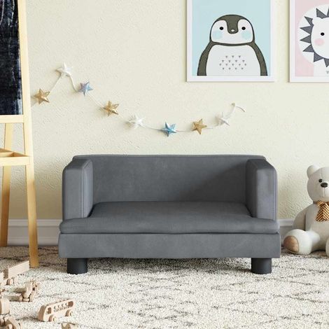vidaXL Divano per Bambini Grigio Scuro 60x40x30 cm in Velluto (1/5)