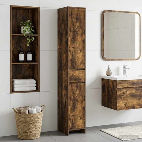 vidaXL Mobile da Bagno Rovere Fumo 30 x 33 x 190 cm