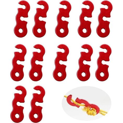 Lot de 12 tendeurs de corde de tente en alliage d'aluminium - Boucle de corde à vent - Guyline - Ajusteur de corde - Pour tente, extérieur, randonnée, camping, pique-nique (1/5)
