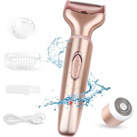 Rasoir électrique Femme 2 en 1 rasage à sec et humide pour visage bras jambes aisselles zone intime et maillot portable étanche et indolore rasoir électrique avec recharge USB (1/5)