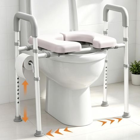 Rehausseur WC avec accoudoirs – Largeur et hauteur réglables, capacité 181 kg – Siège de toilette surélevé pour seniors et handicapés – S’adapte à toutes les toilettes (1/5)