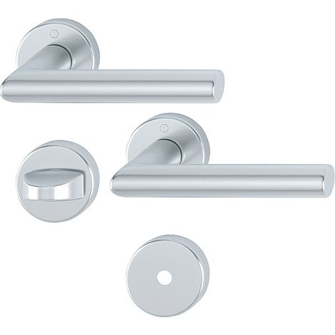 Maniglia rosette rotonde Amsterdam alluminio argento conda quadrata - HOPPE - 3949414 (1/3)