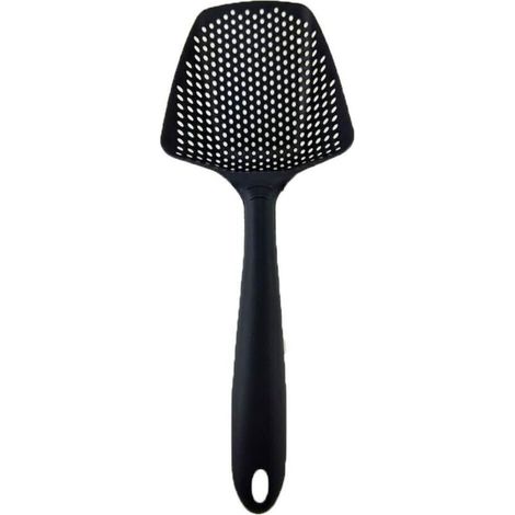 Passoire, cuillère passoire/passoire, cuillère, égoutter et servir, résistante à la chaleur jusqu'à 200°C (392°F), lavable au lave-vaisselle, grande, noire (1/5)