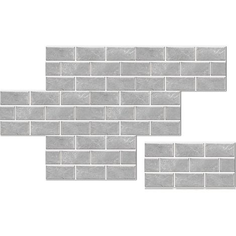 6 pièces de papier peint auto-adhésif imitation carrelage, feuille de PVC autocollante, rétro peler et coller, gris, 15cm x 30cm (1/5)